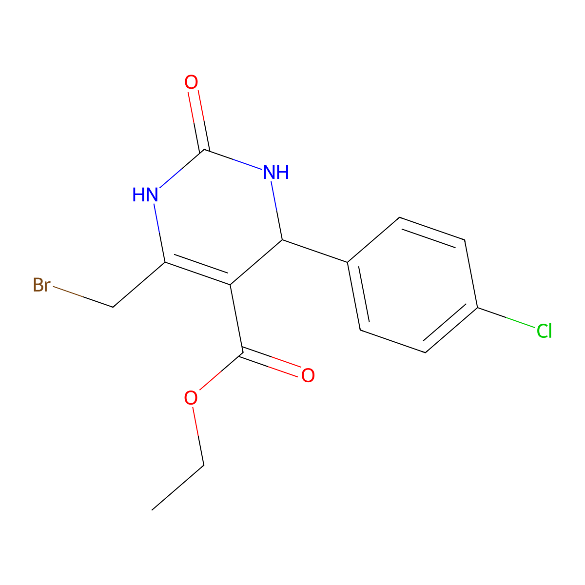 Ethyl 6-(bromomethyl)-4-(4-chlorophenyl)-2-oxo-1,2,3,4-tetrahydropyrimidine-5-carboxylate molecular structure, CAS 749906-87-4