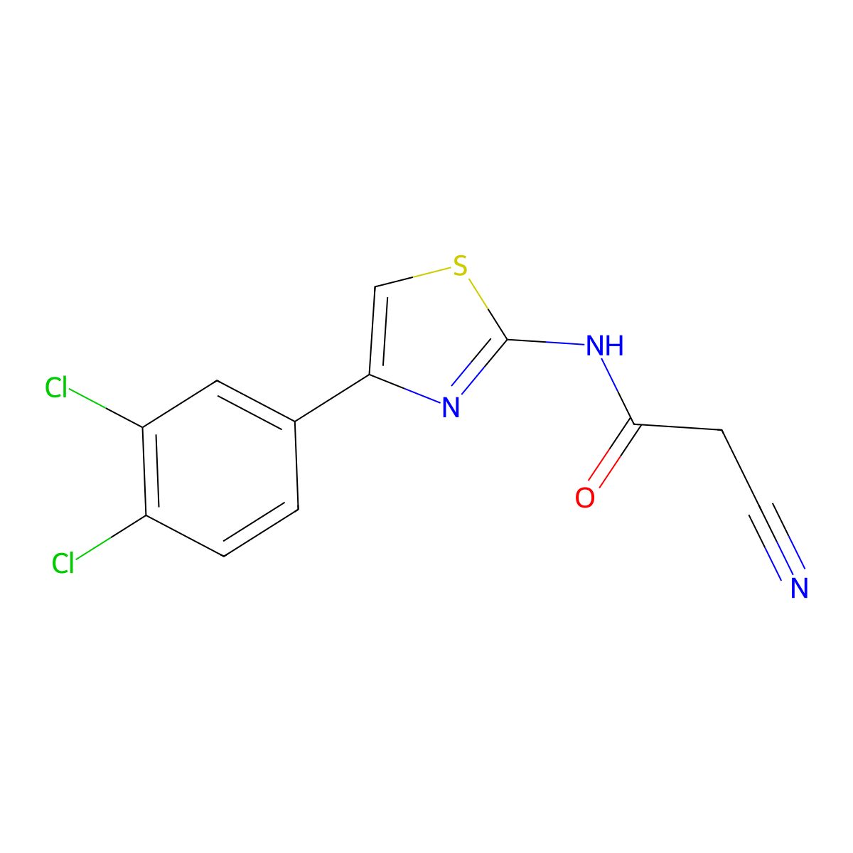 2-cyano-N-[4-(3,4-dichlorophenyl)-1,3-thiazol-2-yl]acetamide molecular structure, CAS 749906-88-5