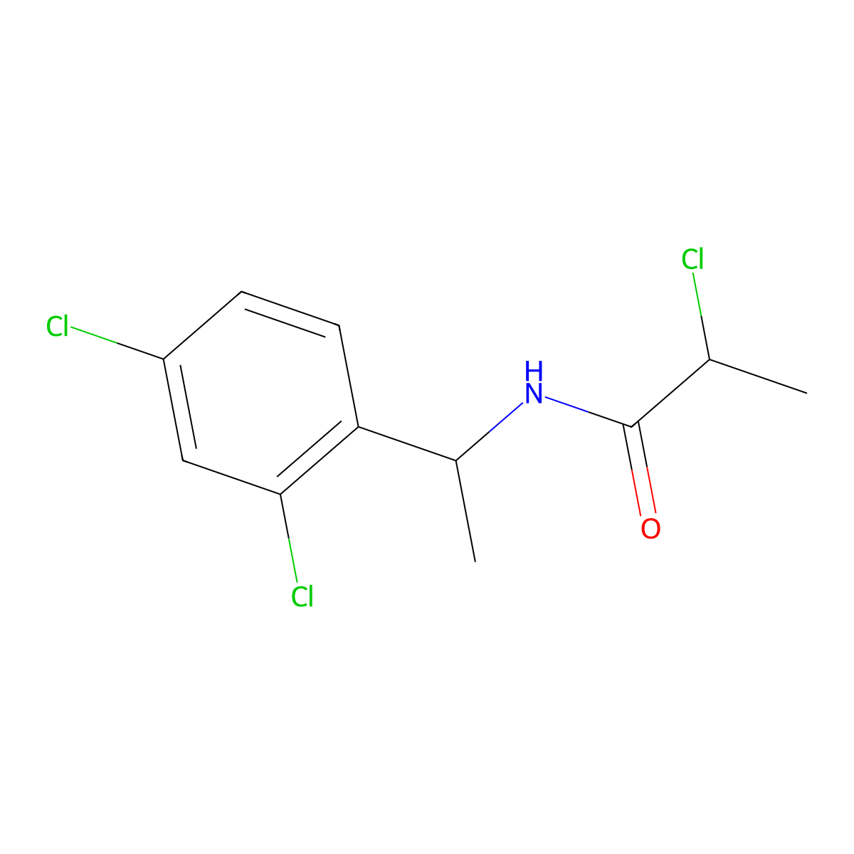 2-chloro-N-(1-(2,4-dichlorophenyl)ethyl)propanamide molecular structure, CAS 749906-90-9
