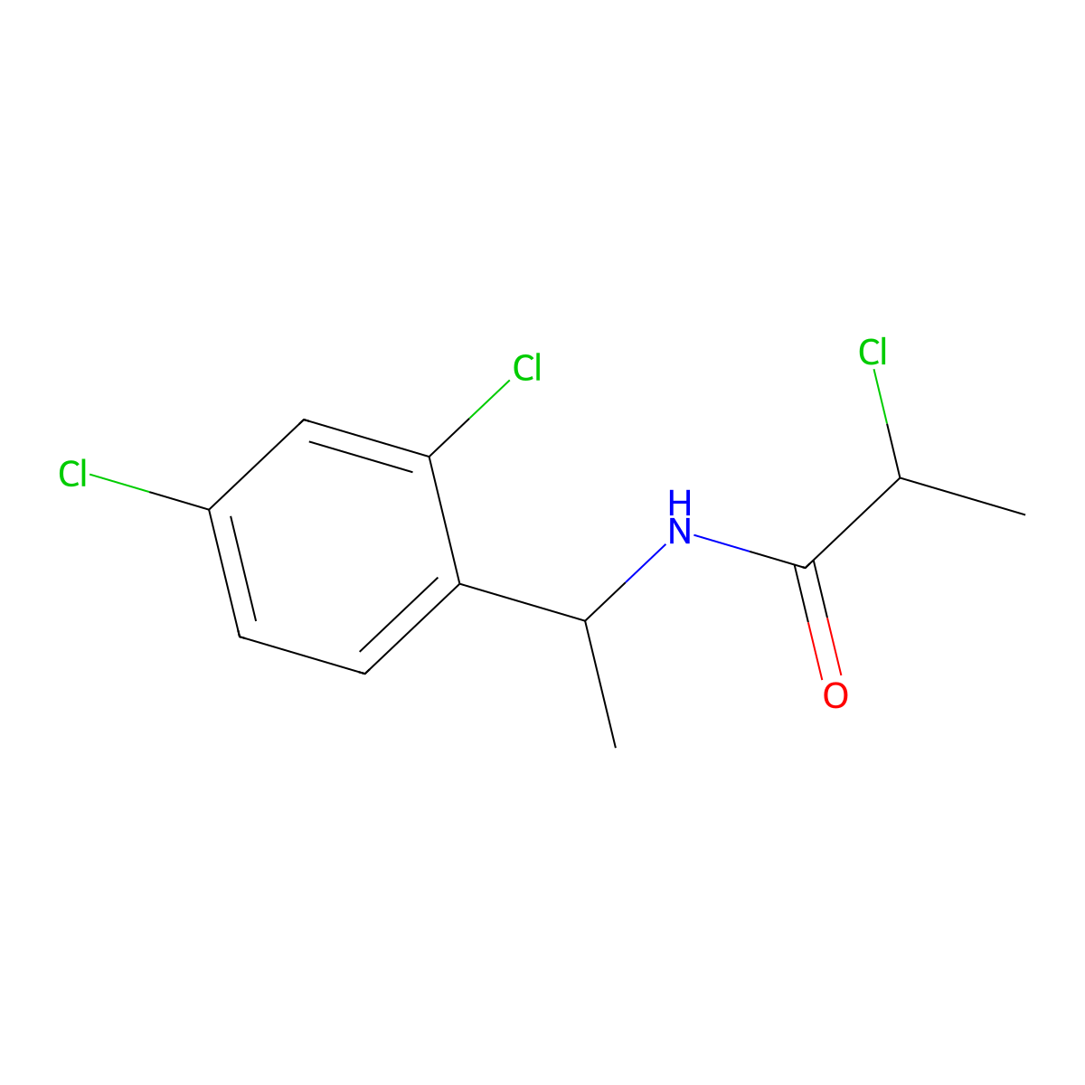 2-chloro-N-(1-(2,4-dichlorophenyl)ethyl)propanamide molecular structure, CAS 749906-90-9