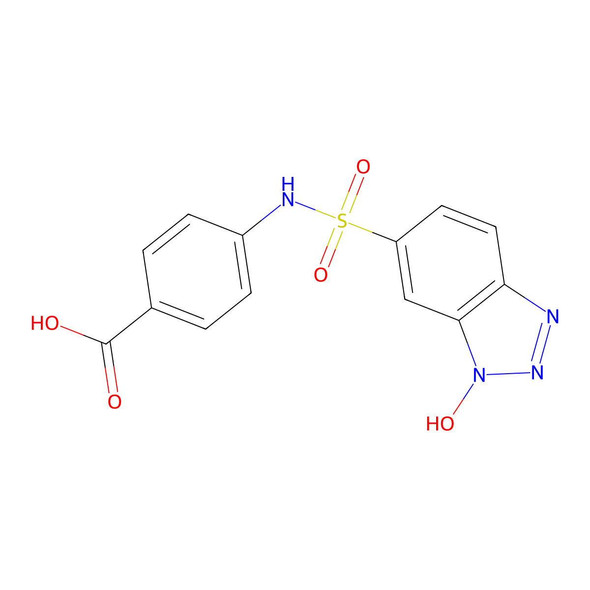 4-(1-hydroxy-1H-1,2,3-benzotriazole-6-sulfonamido)benzoic acid molecular structure, CAS 749906-99-8