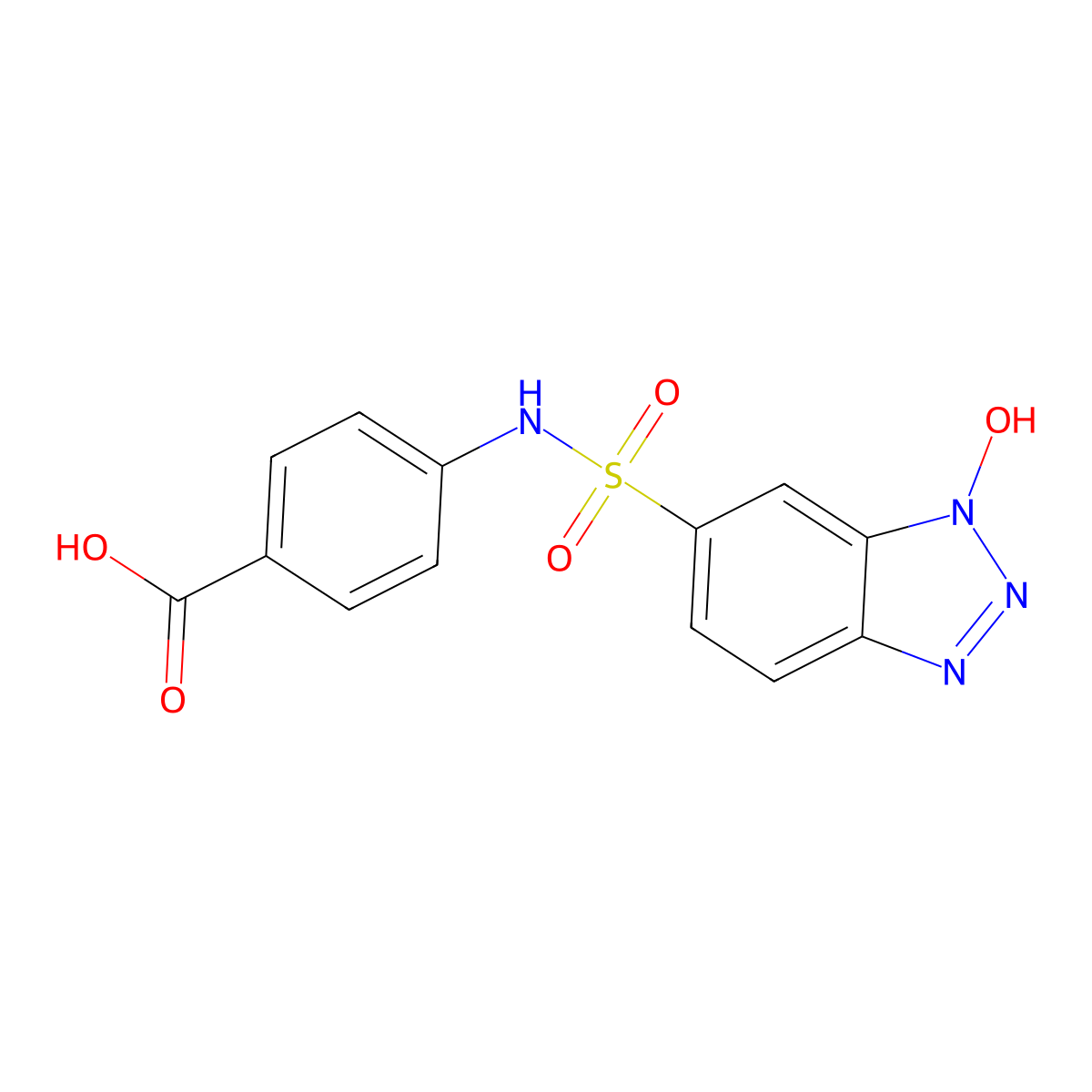 4-(1-hydroxy-1H-1,2,3-benzotriazole-6-sulfonamido)benzoic acid molecular structure, CAS 749906-99-8