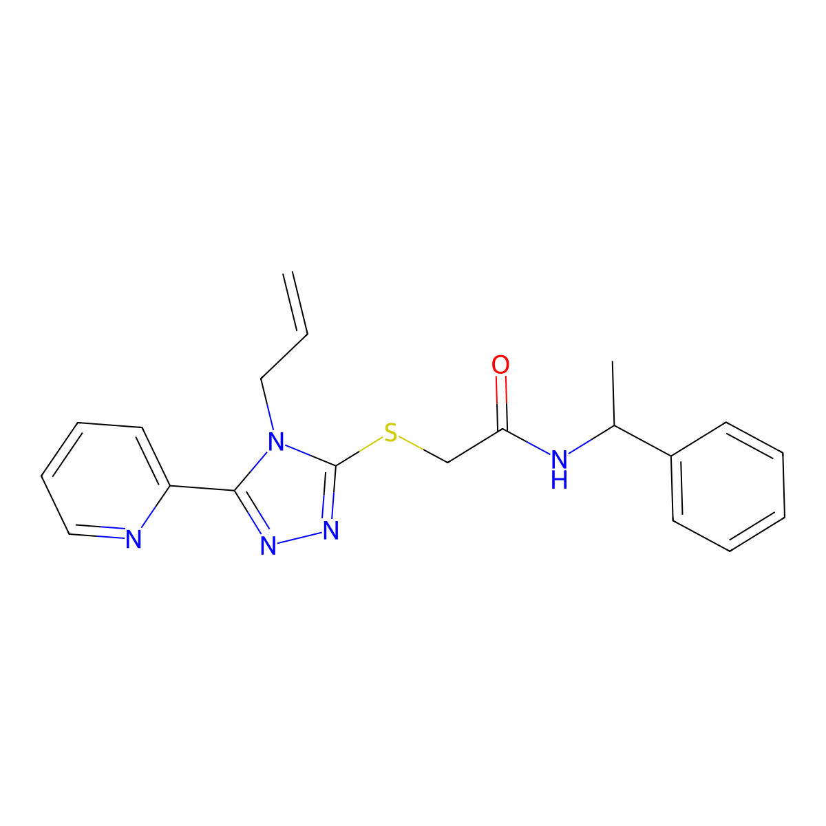 N-(1-phenylethyl)-2-[(4-prop-2-enyl-5-pyridin-2-yl-1,2,4-triazol-3-yl)sulfanyl]acetamide molecular structure, CAS 749907-49-1