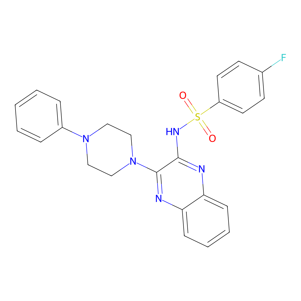 4-Fluoro-N-[3-(4-phenyl-piperazin-1-yl)-quinoxalin-2-yl]-benzenesulfonamide molecular structure, CAS 749916-72-1
