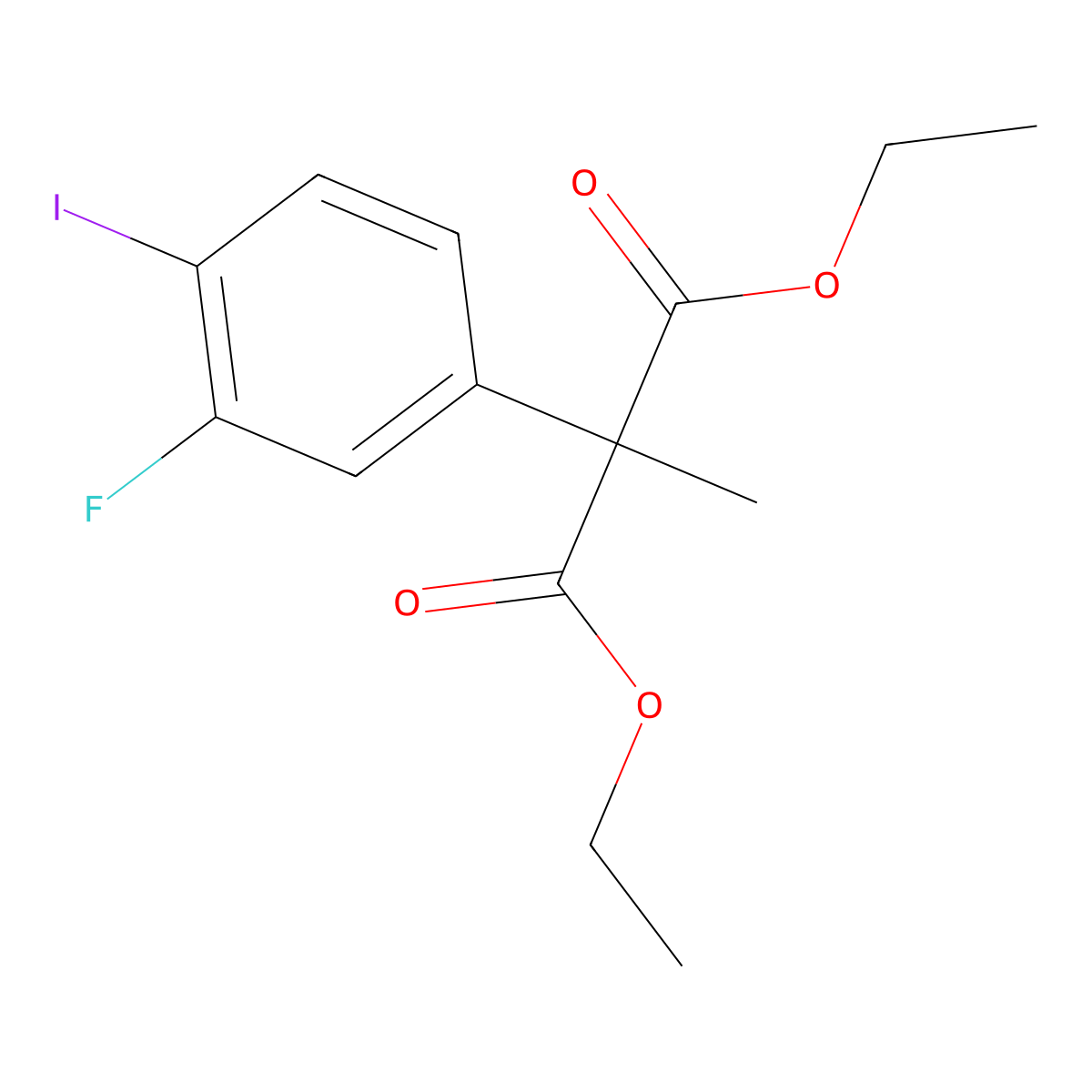 Diethyl 2-(3-fluoro-4-iodophenyl)-2-methylmalonate molecular structure, CAS 749917-24-6