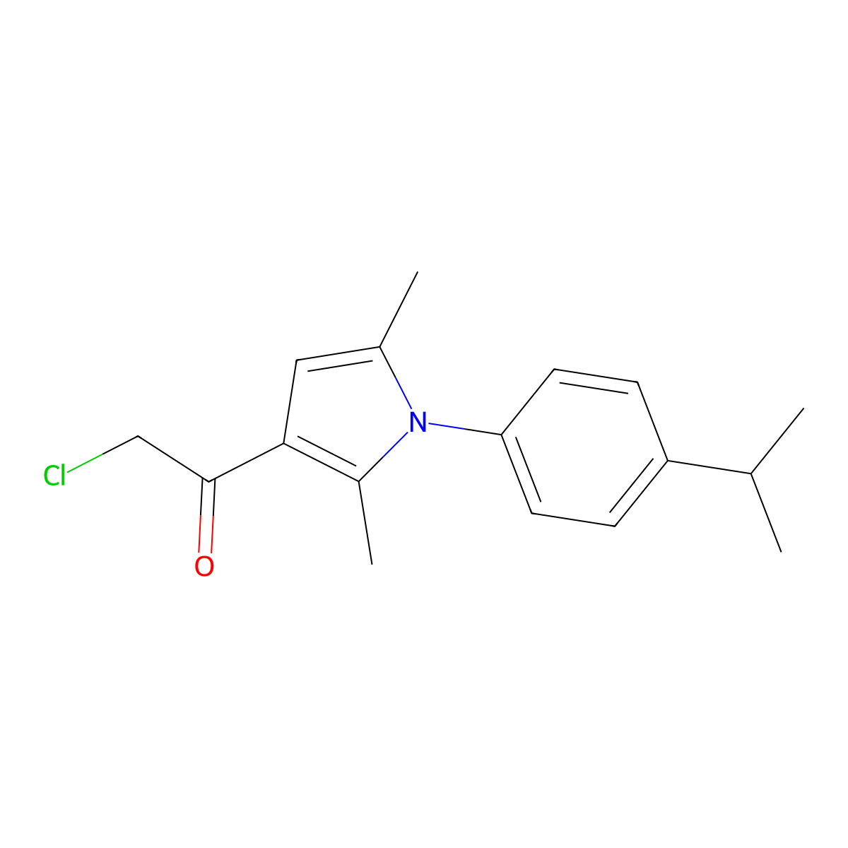 2-chloro-1-(2,5-dimethyl-1-(4-(propan-2-yl)phenyl)-1H-pyrrol-3-yl)ethan-1-one molecular structure, CAS 749920-14-7