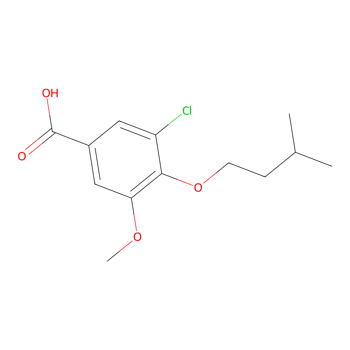 3-Chloro-5-methoxy-4-(3-methylbutoxy)benzoic acid molecular structure, CAS 749920-21-6