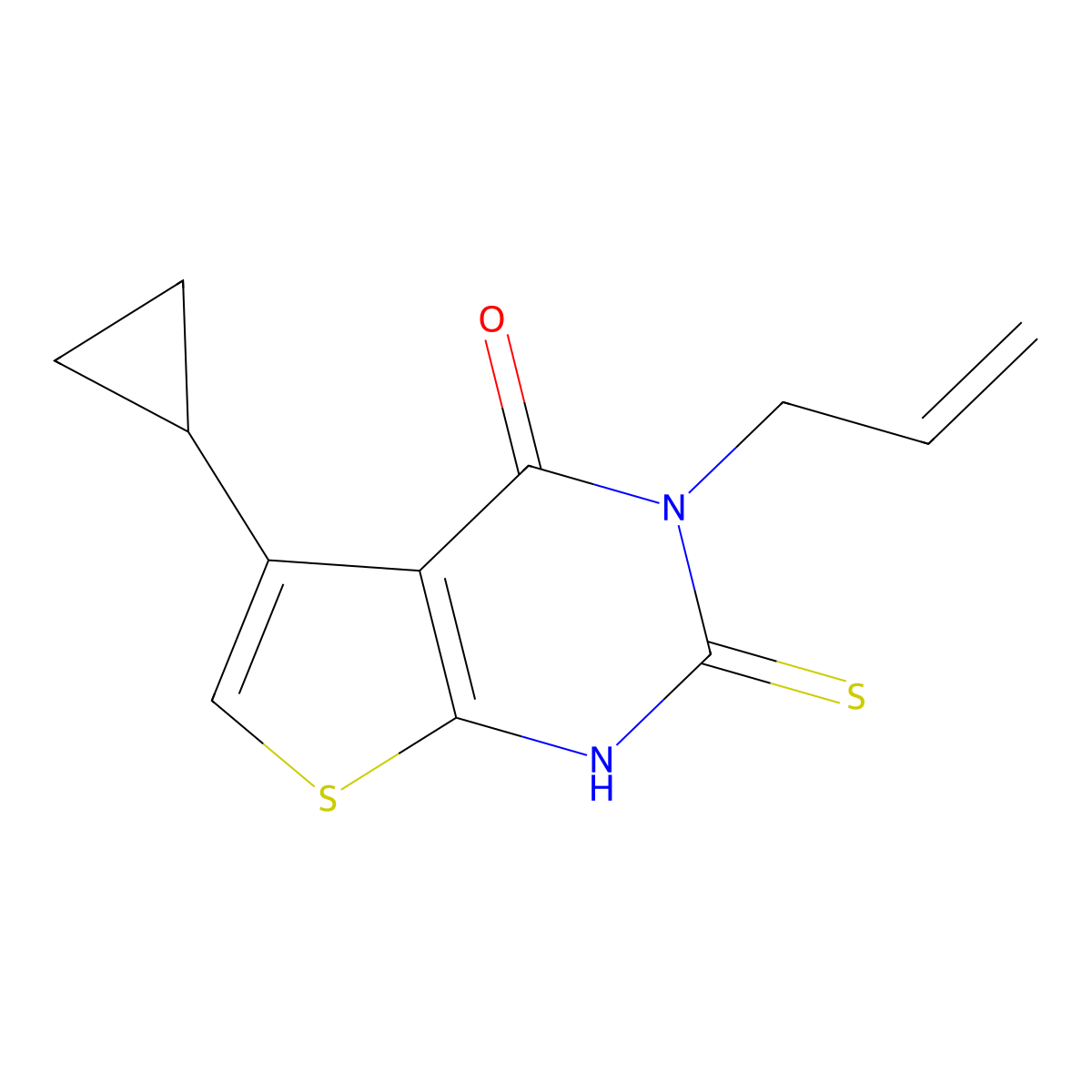 5-cyclopropyl-3-(prop-2-en-1-yl)-2-sulfanyl-3H,4H-thieno[2,3-d]pyrimidin-4-one molecular structure, CAS 749920-23-8
