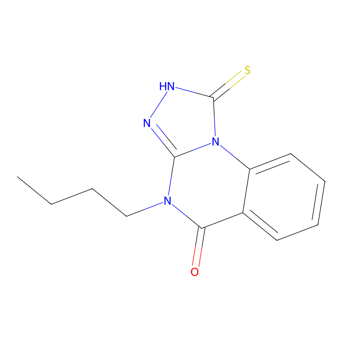 4-butyl-1-sulfanyl-4H,5H-(1,2,4)triazolo(4,3-a)quinazolin-5-one molecular structure, CAS 749920-43-2
