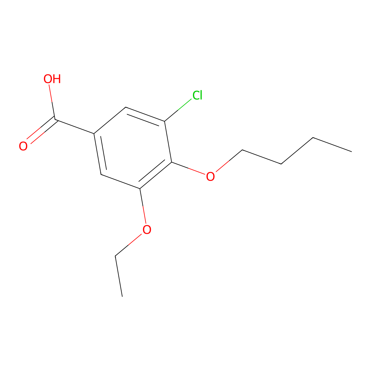 4-Butoxy-3-chloro-5-ethoxybenzoic acid molecular structure, CAS 749920-46-5