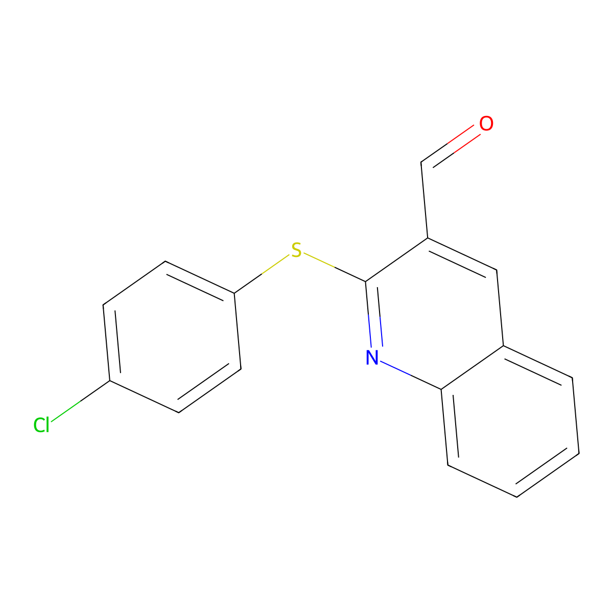 2-(4-Chlorophenyl)sulfanylquinoline-3-carbaldehyde molecular structure, CAS 749920-53-4
