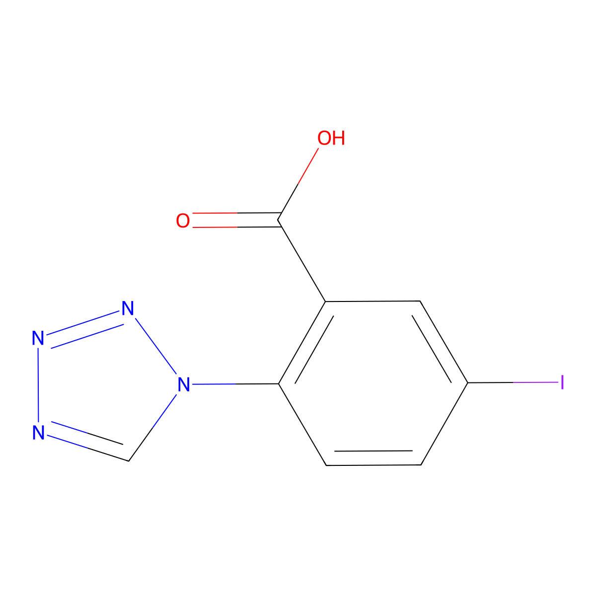 5-iodo-2-(1H-1,2,3,4-tetrazol-1-yl)benzoic acid molecular structure, CAS 749920-55-6