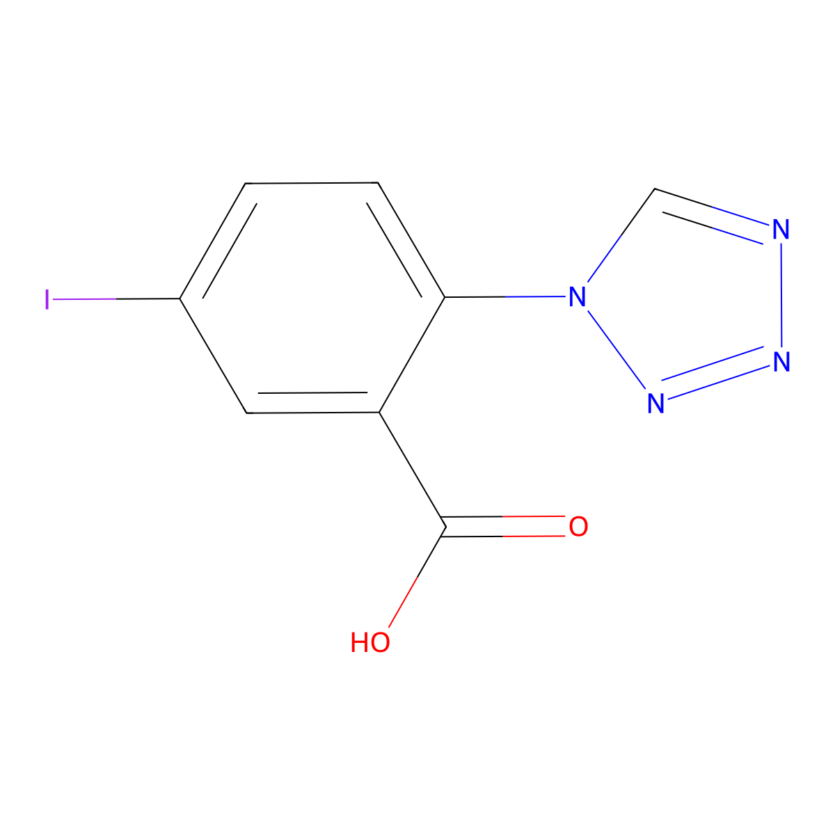 5-iodo-2-(1H-1,2,3,4-tetrazol-1-yl)benzoic acid molecular structure, CAS 749920-55-6