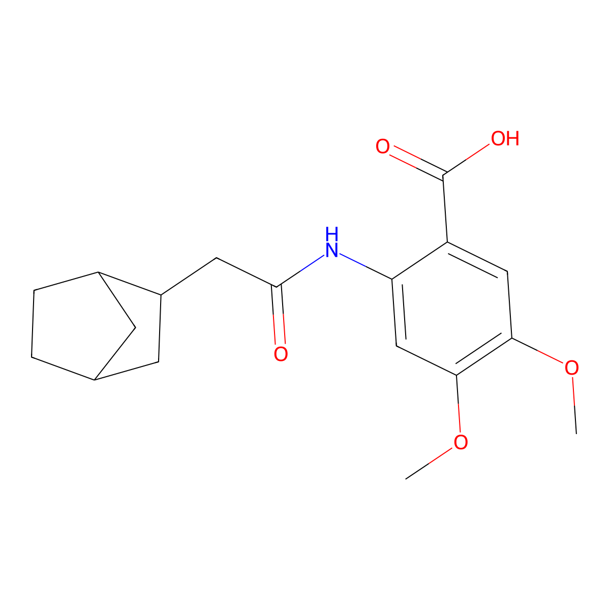 2-(2-{Bicyclo[2.2.1]heptan-2-yl}acetamido)-4,5-dimethoxybenzoic acid molecular structure, CAS 749920-64-7