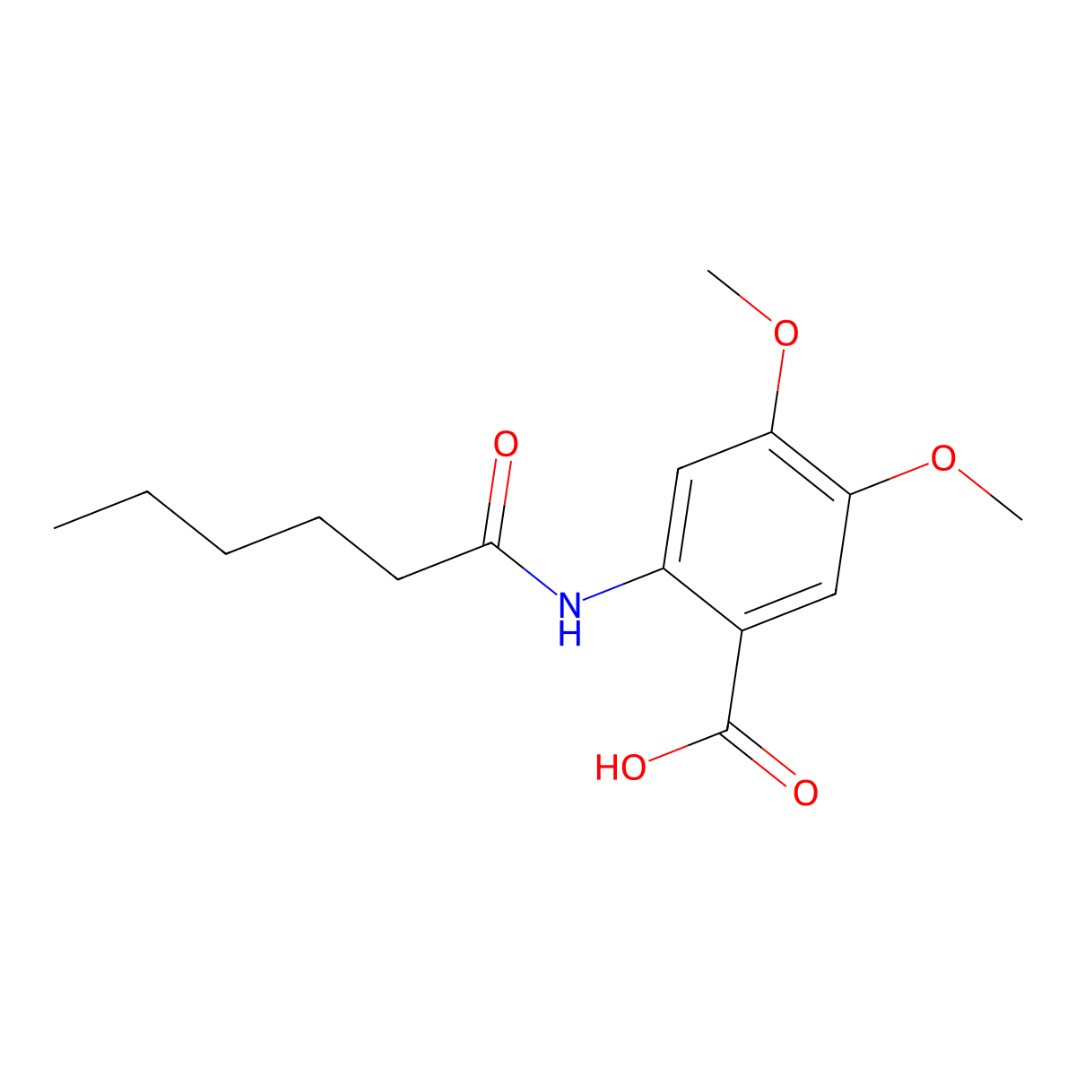 2-Hexanamido-4,5-dimethoxybenzoic acid molecular structure, CAS 749920-65-8