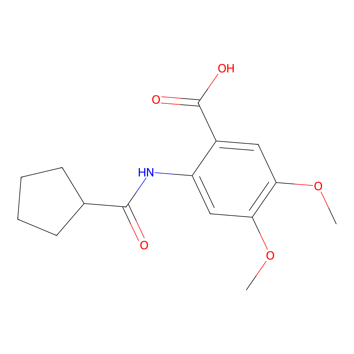 2-Cyclopentaneamido-4,5-dimethoxybenzoic acid molecular structure, CAS 749920-66-9