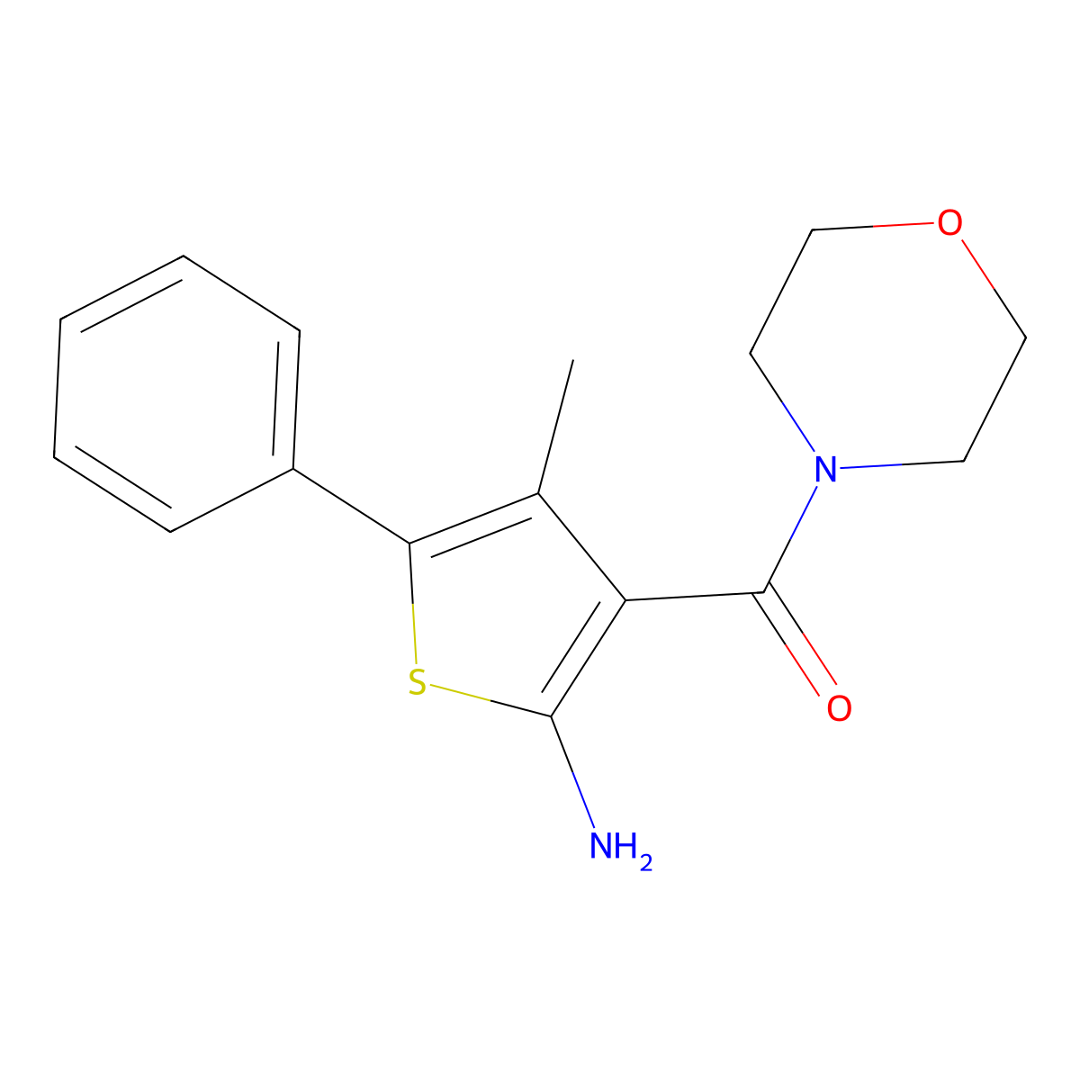 4-Methyl-3-(morpholine-4-carbonyl)-5-phenylthiophen-2-amine molecular structure, CAS 749920-71-6