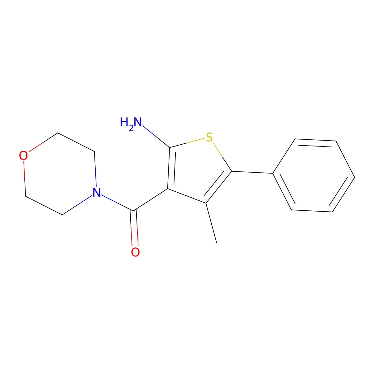 4-Methyl-3-(morpholine-4-carbonyl)-5-phenylthiophen-2-amine molecular structure, CAS 749920-71-6