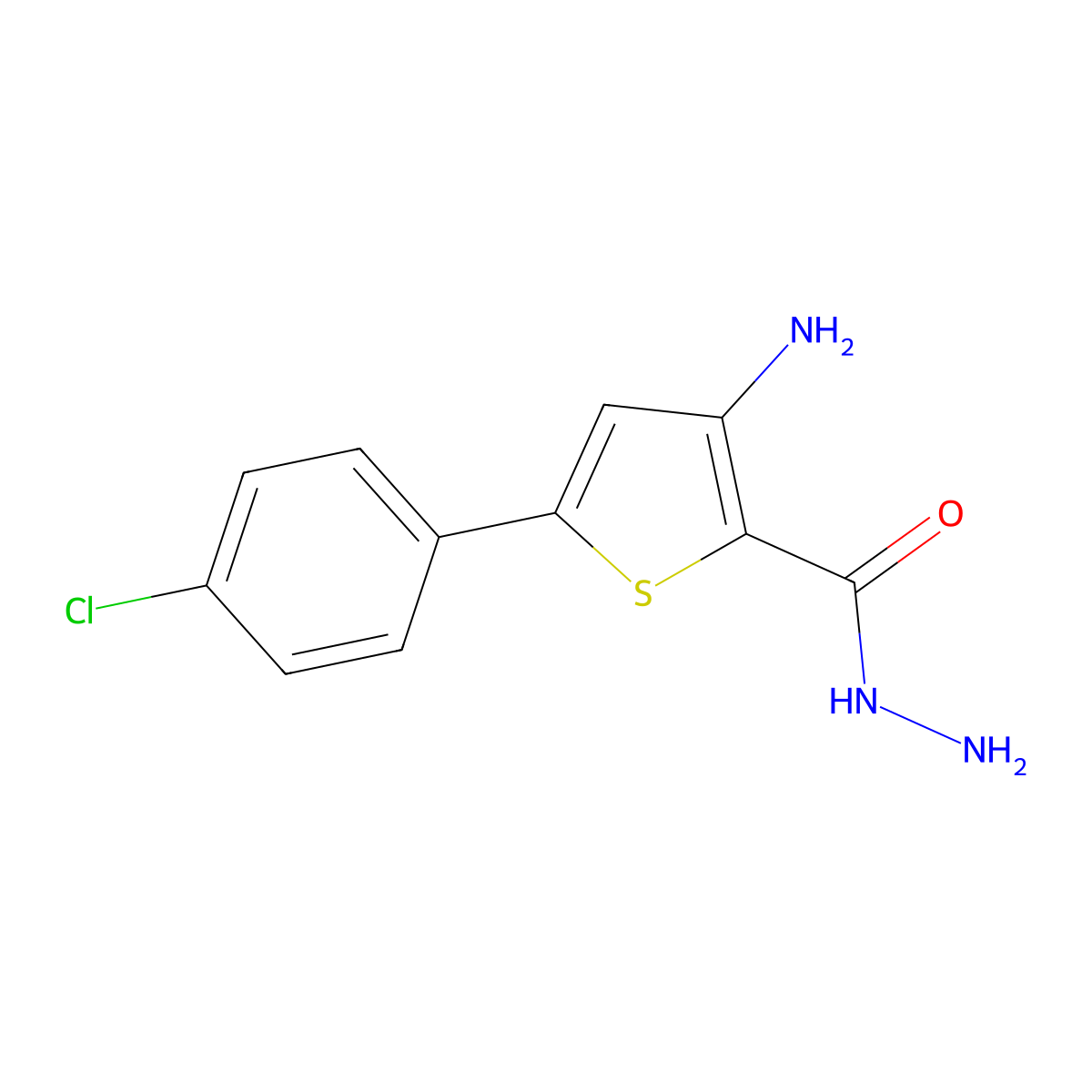 3-Amino-5-(4-chlorophenyl)thiophene-2-carbohydrazide molecular structure, CAS 749920-74-9