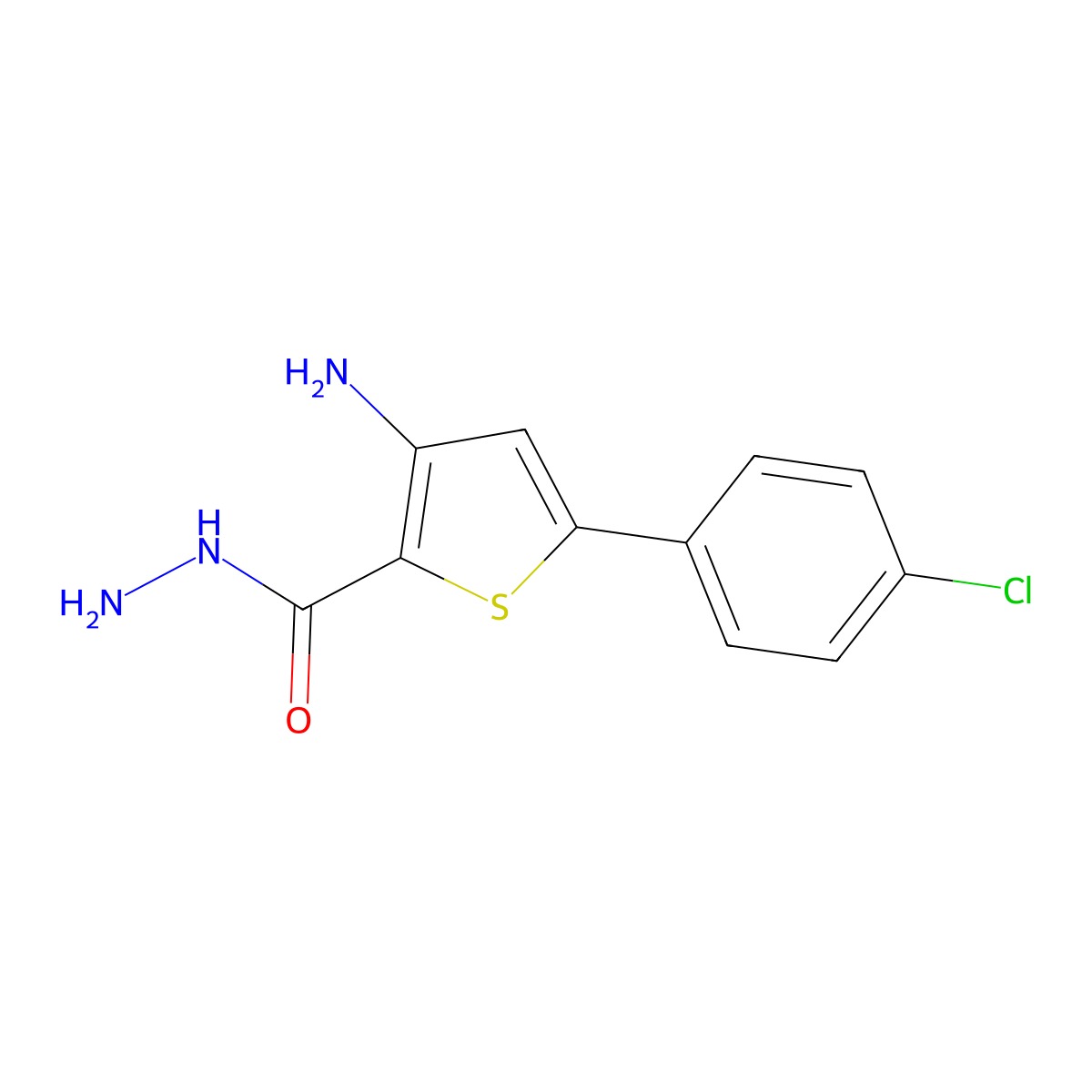 3-Amino-5-(4-chlorophenyl)thiophene-2-carbohydrazide molecular structure, CAS 749920-74-9