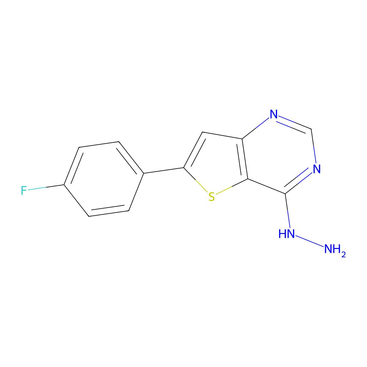 6-(4-Fluorophenyl)-4-hydrazinylthieno[3,2-d]pyrimidine molecular structure, CAS 749920-75-0