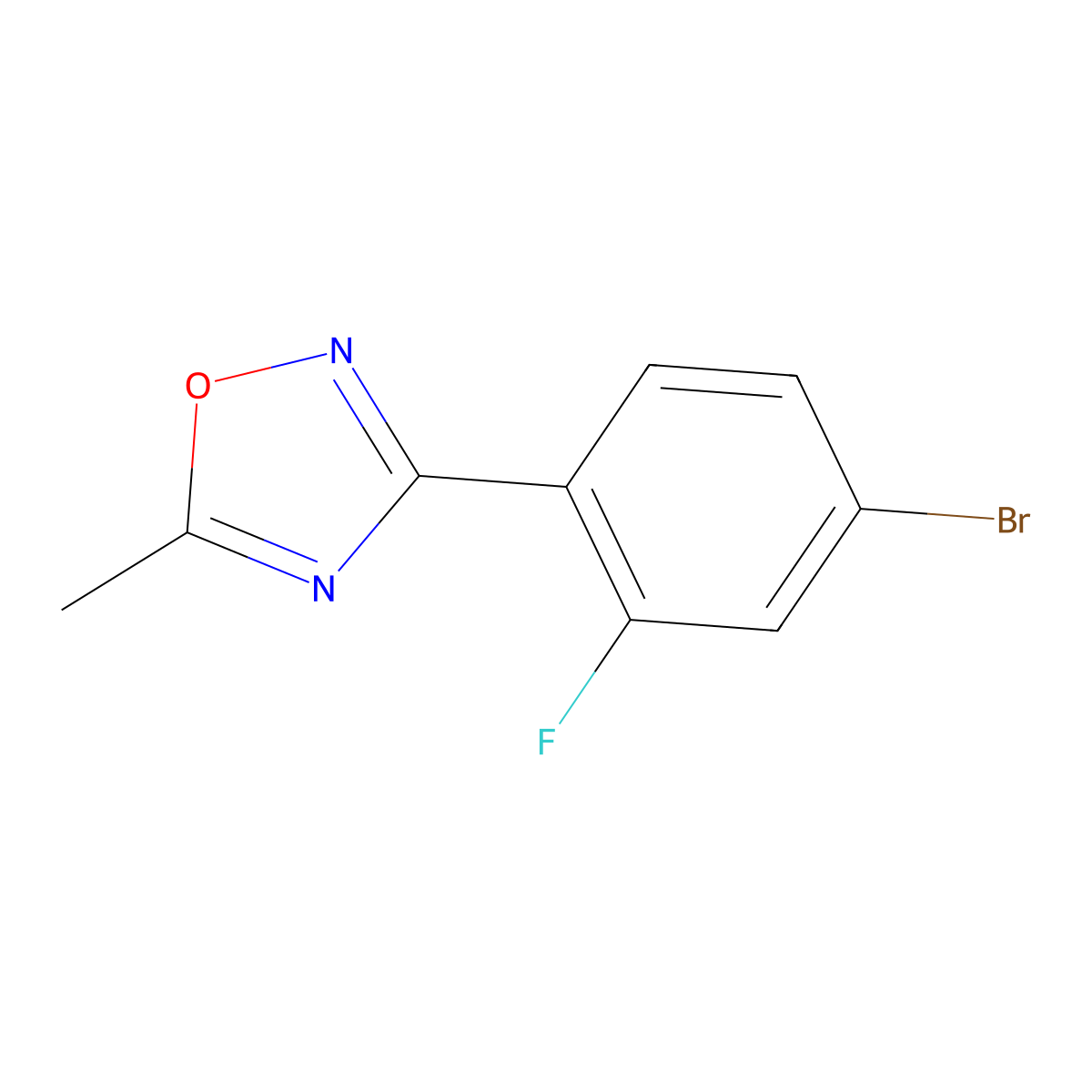 3-(4-Bromo-2-fluorophenyl)-5-methyl-1,2,4-oxadiazole molecular structure, CAS 749927-78-4