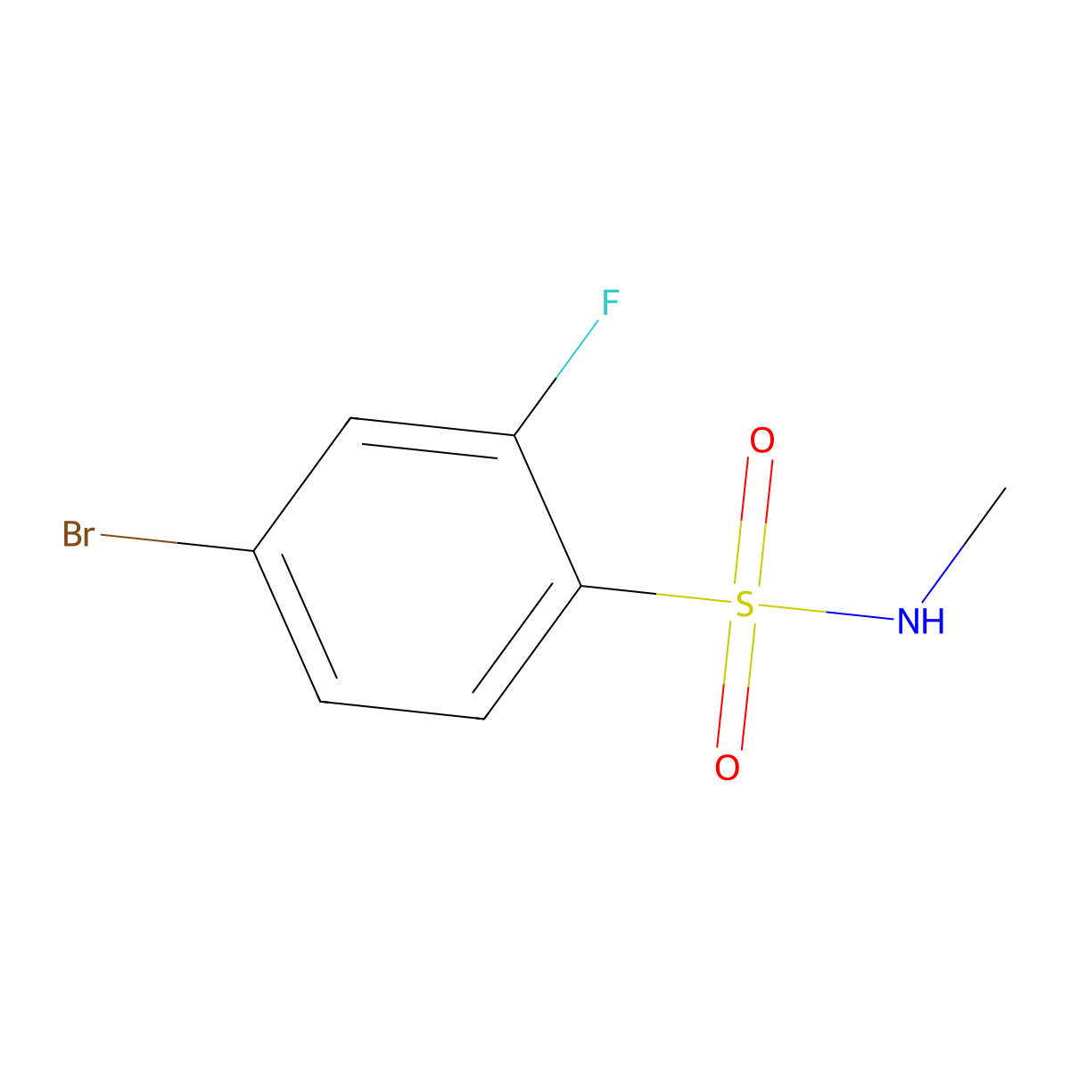 4-bromo-2-fluoro-N-methylbenzenesulfonamide molecular structure, CAS 749928-85-6