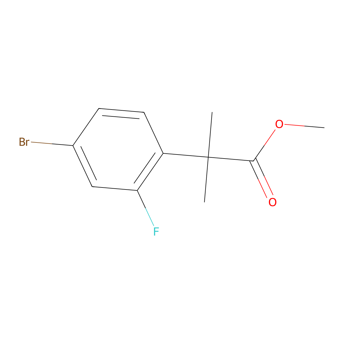 Methyl 2-(4-bromo-2-fluorophenyl)-2-methylpropanoate molecular structure, CAS 749929-35-9