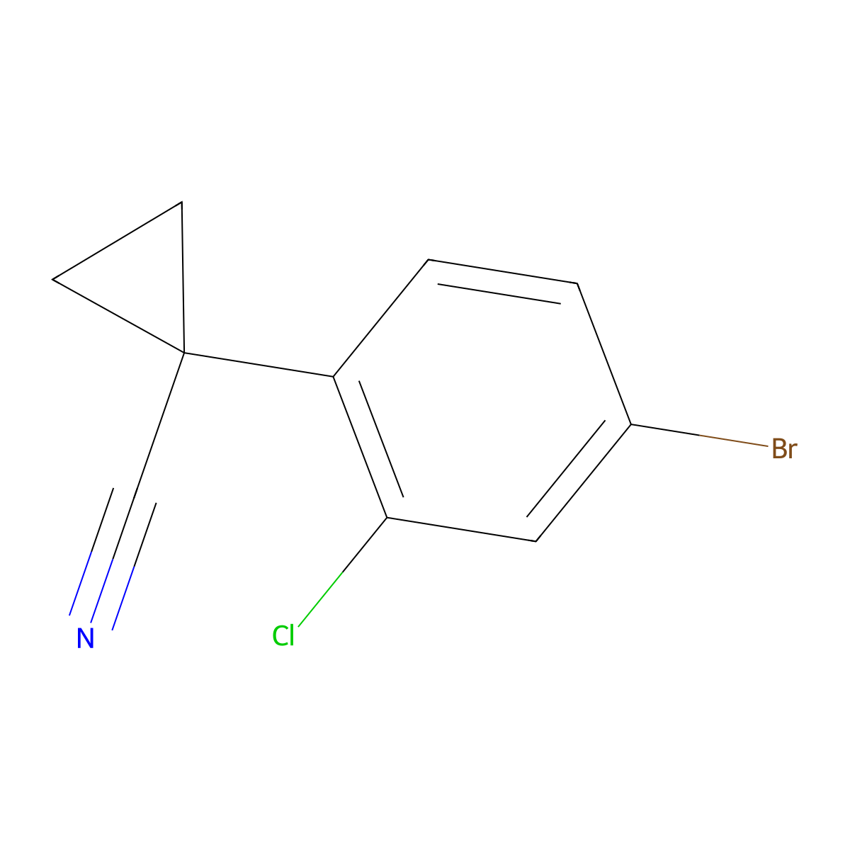 1-(4-Bromo-2-chlorophenyl)cyclopropane-1-carbonitrile molecular structure, CAS 749929-89-3