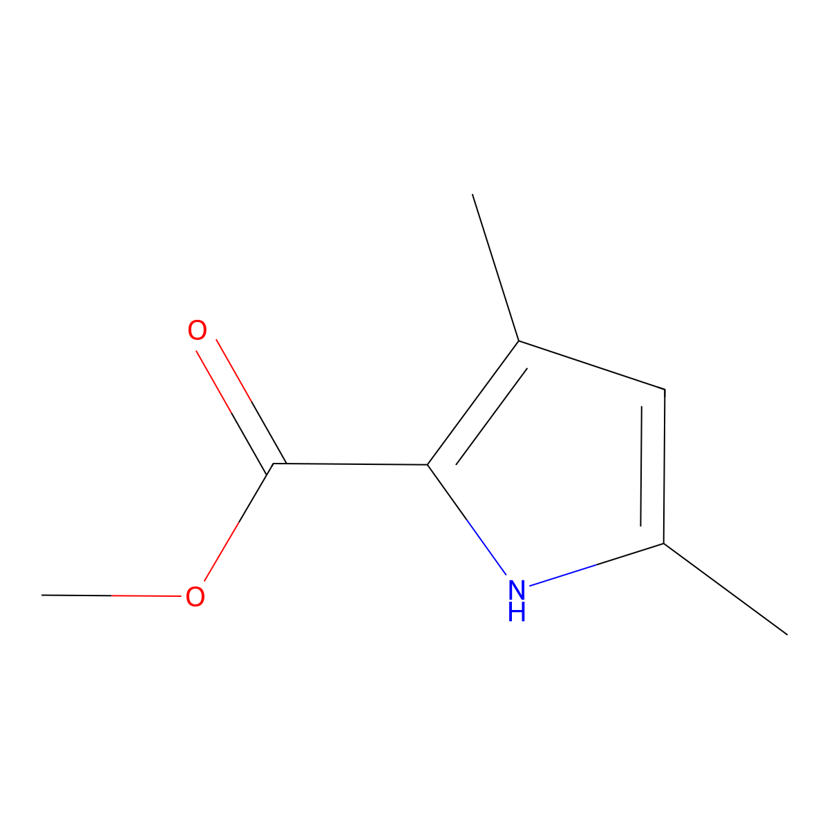 2,4-Dimethyl-1H-pyrrole-5-carboxylic acid methyl ester molecular structure, CAS 74999-36-3