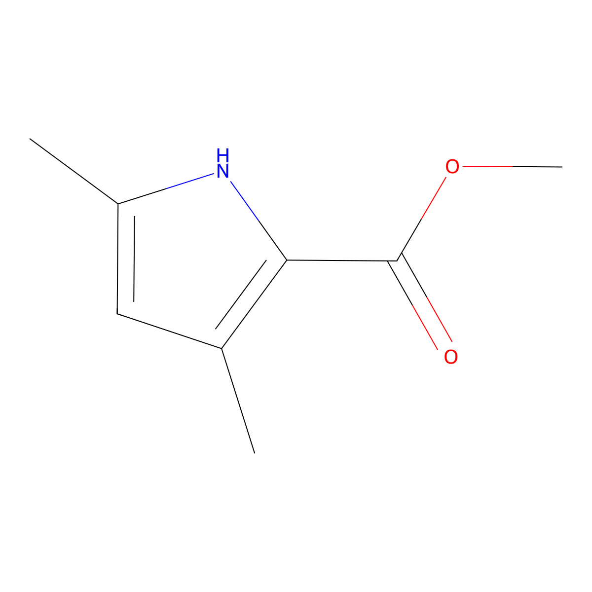 2,4-Dimethyl-1H-pyrrole-5-carboxylic acid methyl ester molecular structure, CAS 74999-36-3