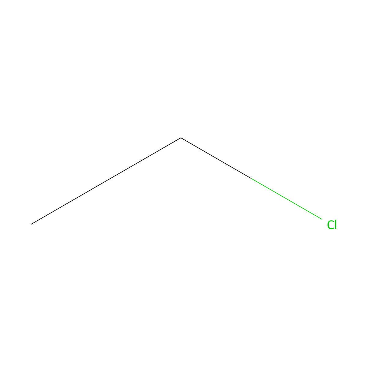 Chloroethane molecular structure, CAS 75-00-3