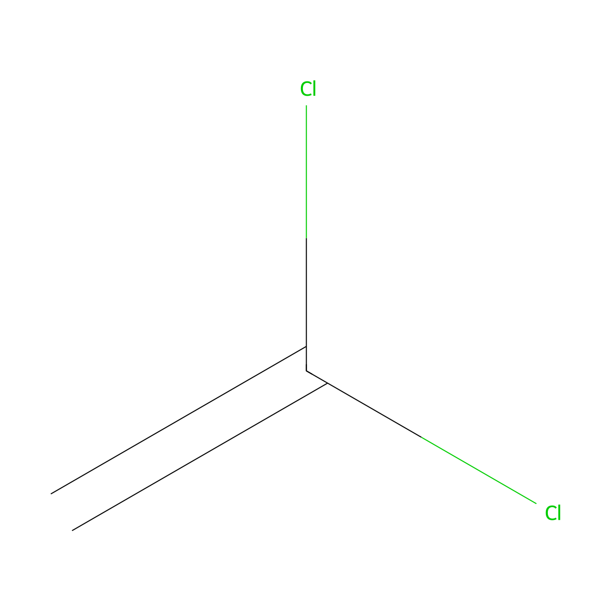 Vinylidene chloride molecular structure, CAS 75-35-4