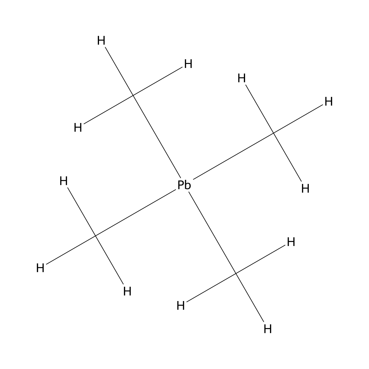 Tetramethyllead molecular structure, CAS 75-74-1