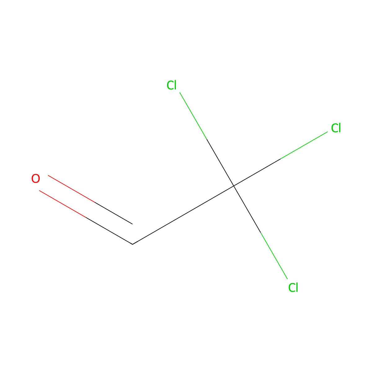 Chloral molecular structure, CAS 75-87-6