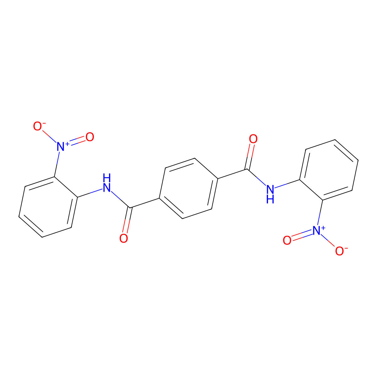 n,n'-Bis(2-nitrophenyl)benzene-1,4-dicarboxamide molecular structure, CAS 750-11-8