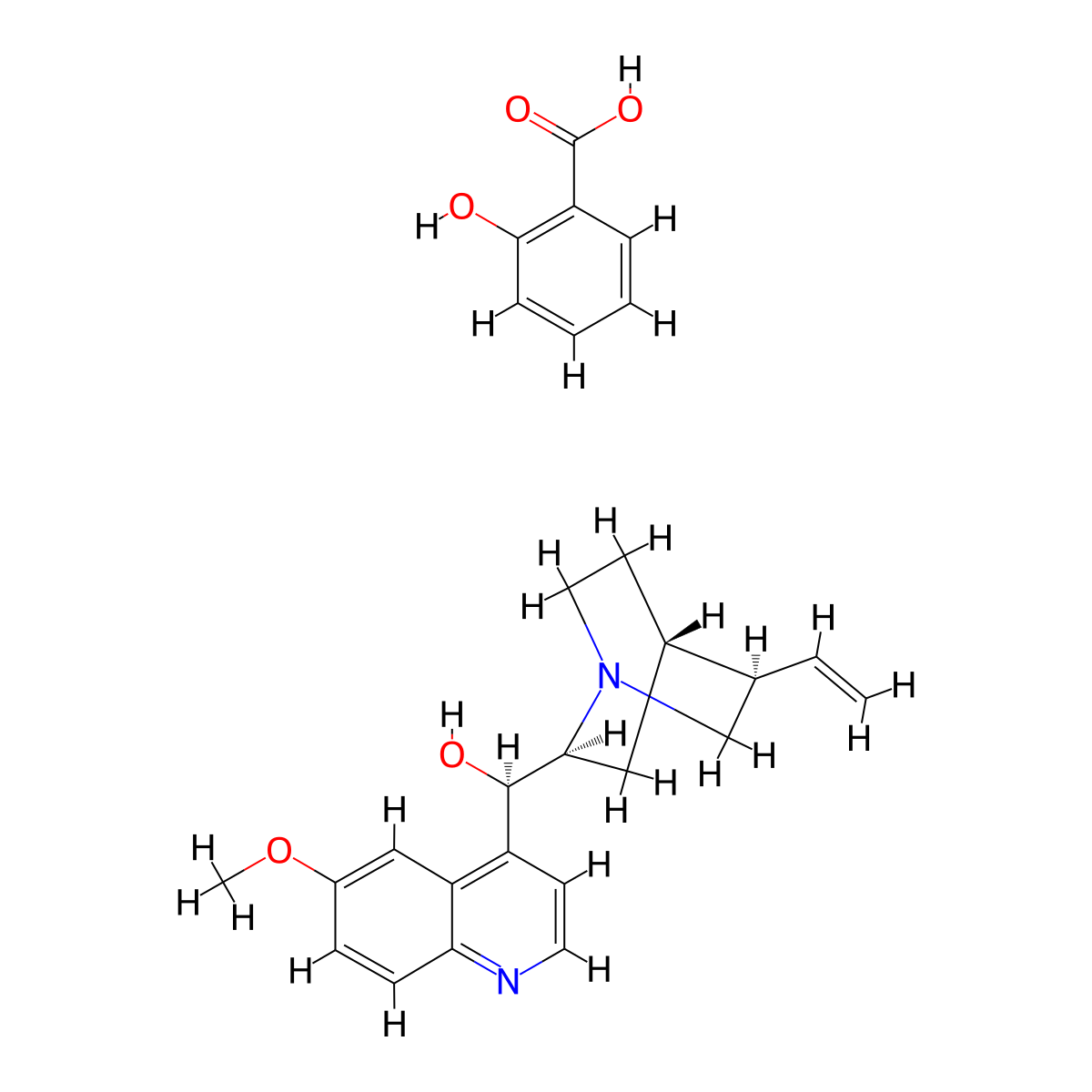 Quinine salicylate molecular structure, CAS 750-90-3