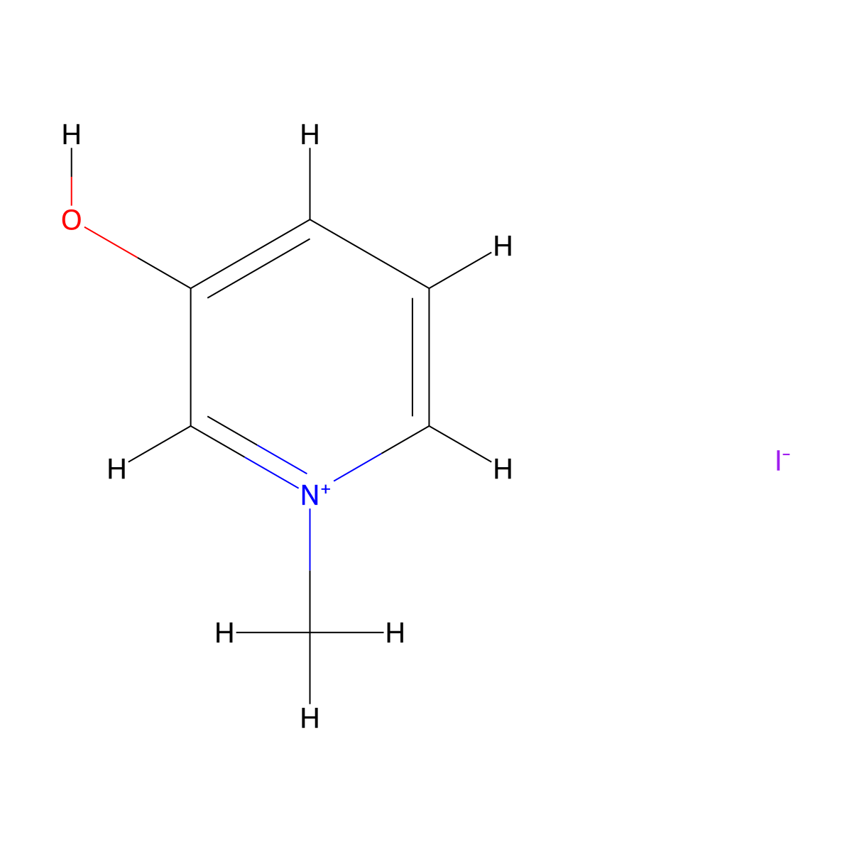 Pyridinium, 3-hydroxy-1-methyl-, iodide (1:1) molecular structure, CAS 7500-05-2