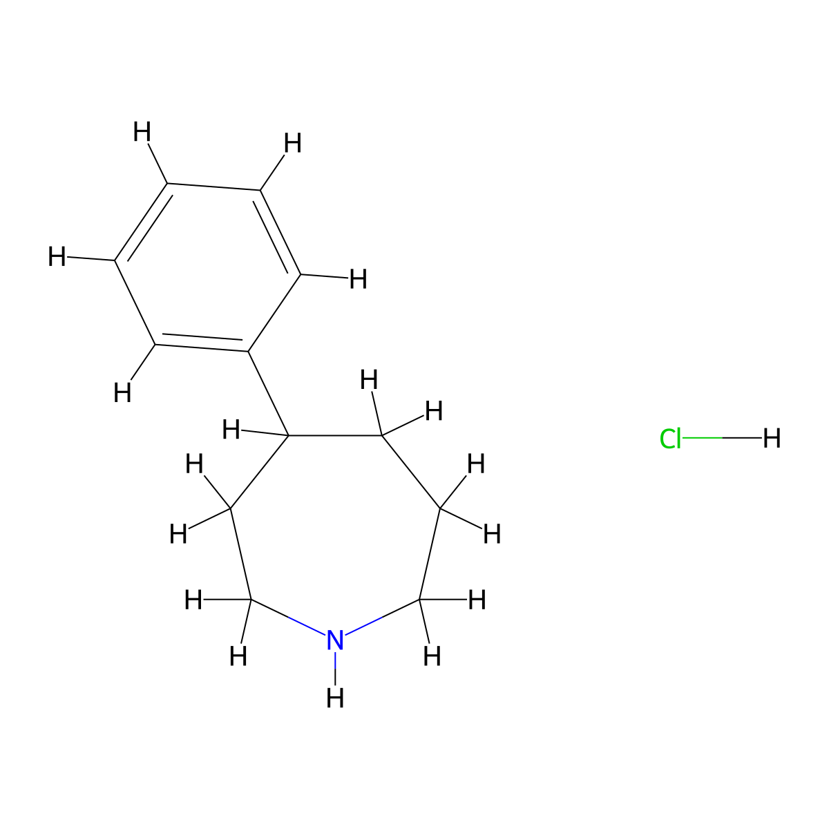 4-Phenylazepane hydrochloride molecular structure, CAS 7500-40-5