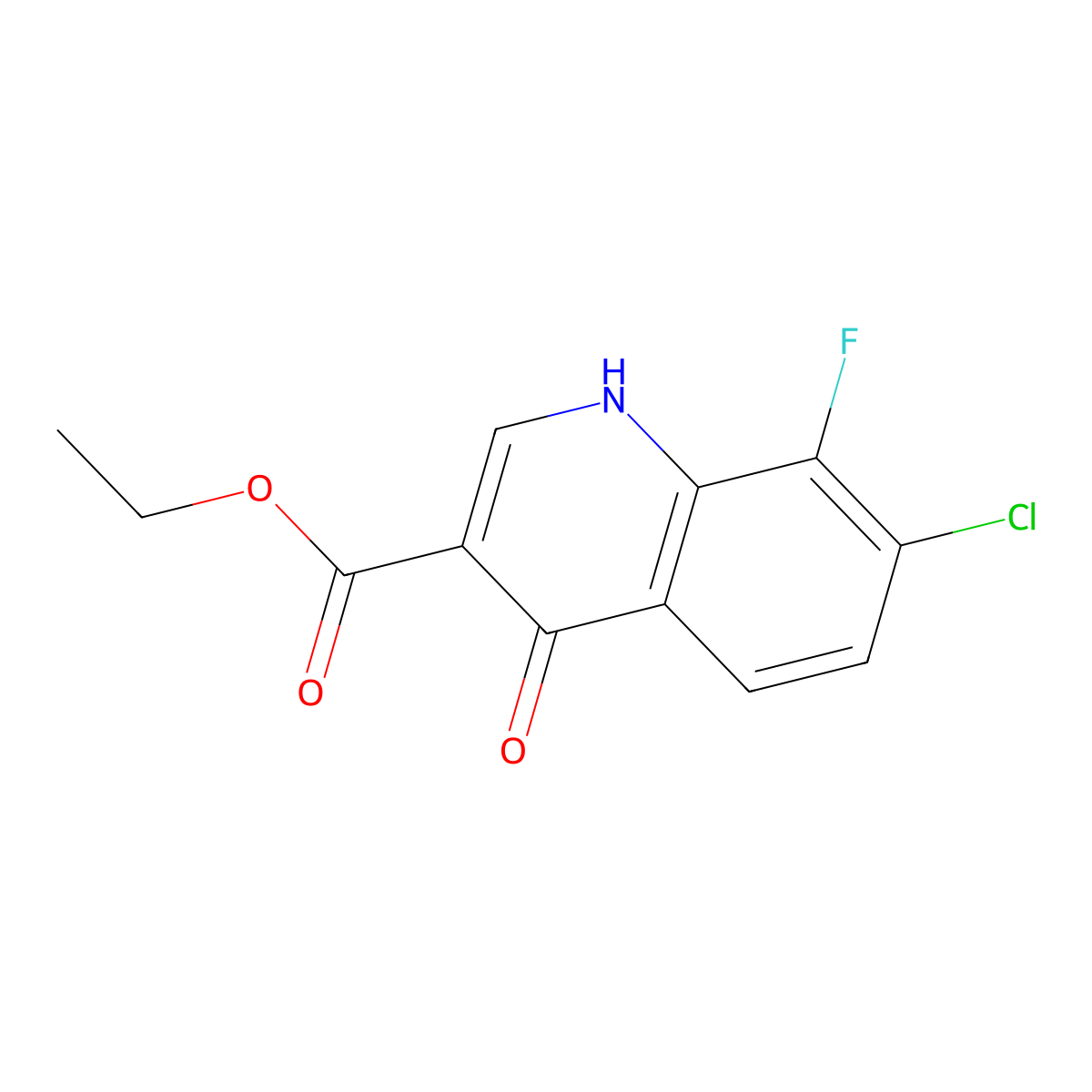 Ethyl 7-chloro-8-fluoro-4-hydroxyquinoline-3-carboxylate molecular structure, CAS 75001-54-6