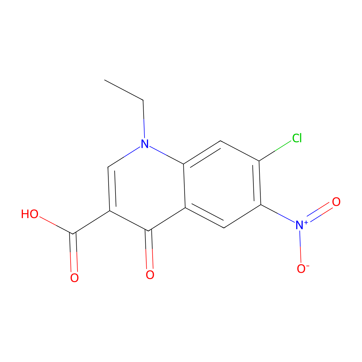 7-Chloro-1-ethyl-6-nitro-4-oxo-1,4-dihydroquinoline-3-carboxylic acid molecular structure, CAS 75001-59-1