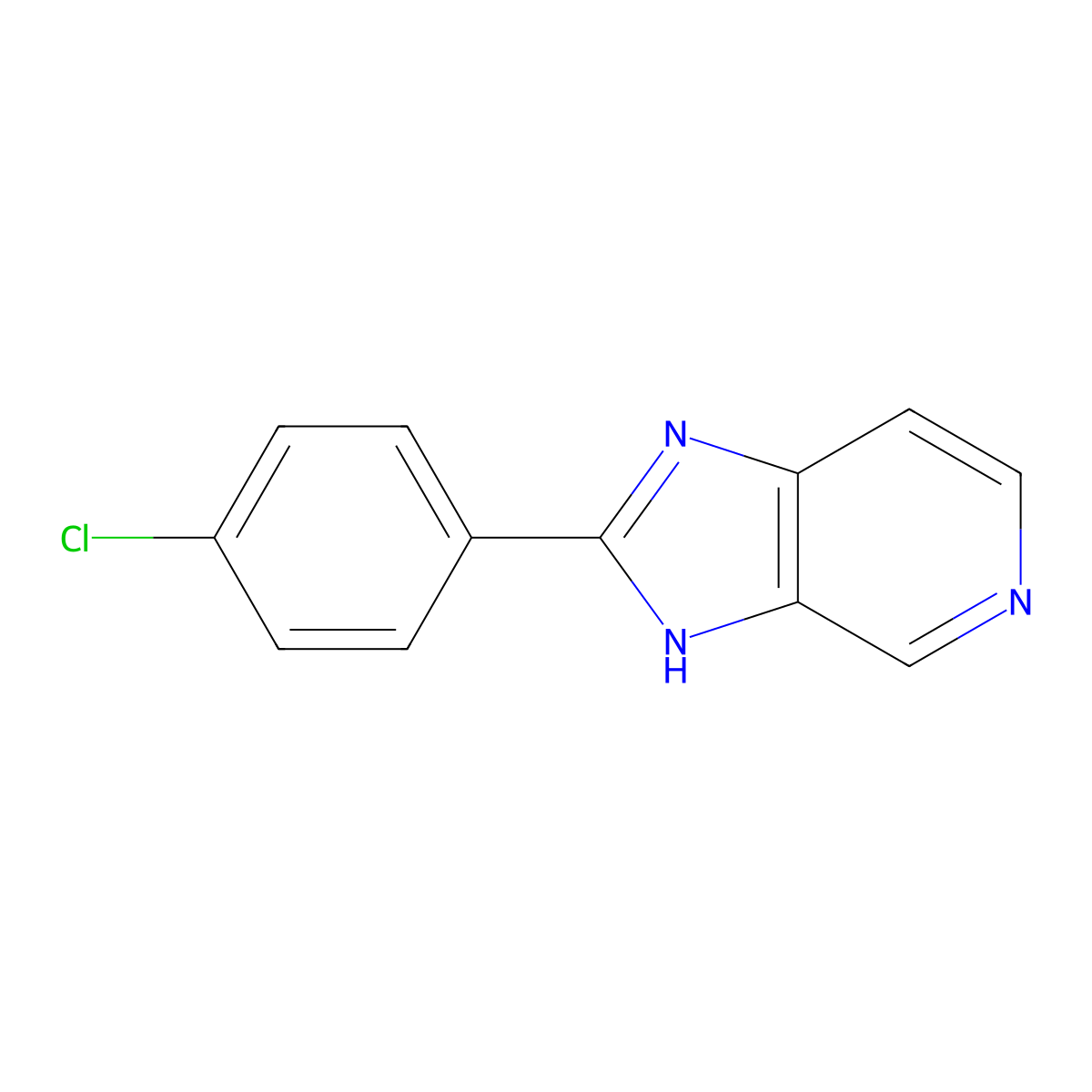 1H-Imidazo(4,5-c)pyridine, 2-(4-chlorophenyl)- molecular structure, CAS 75007-94-2