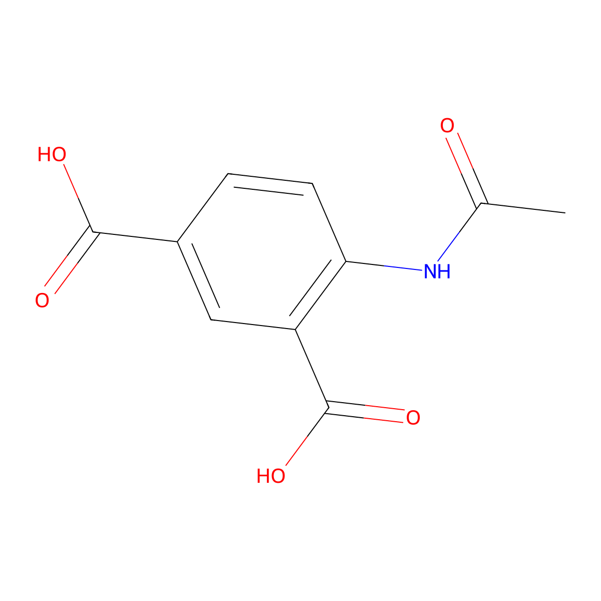 4-Acetamidobenzene-1,3-dicarboxylic acid molecular structure, CAS 7501-68-0