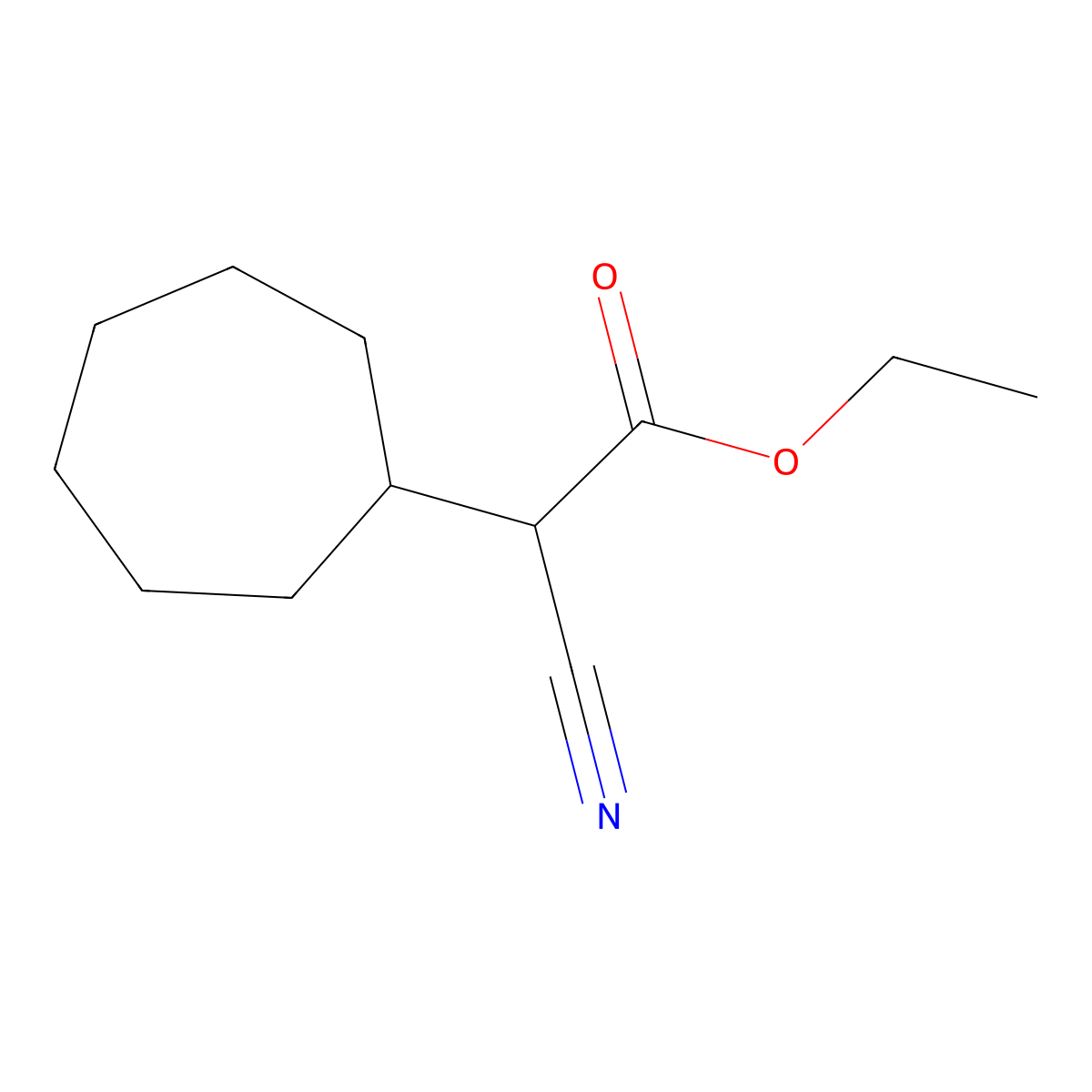 Ethyl cyano(cycloheptyl)acetate molecular structure, CAS 7501-71-5