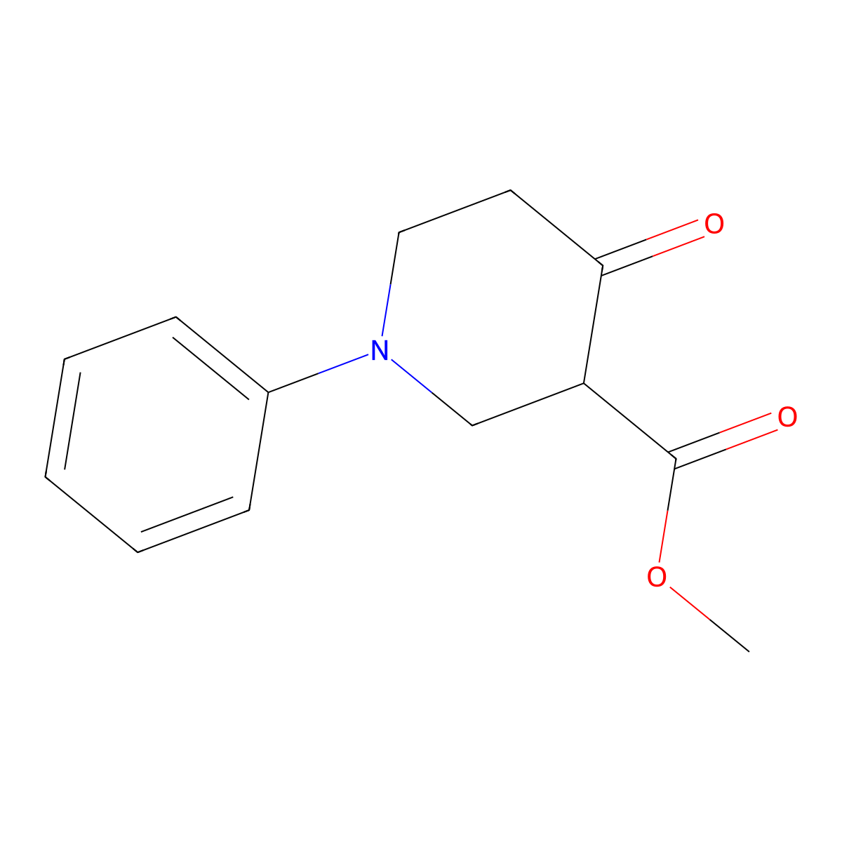 Methyl 4-oxo-1-phenylpiperidine-3-carboxylate molecular structure, CAS 7501-80-6
