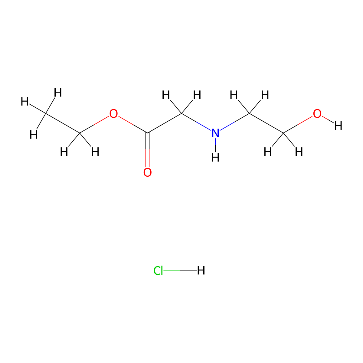 Ethyl2-[(2-hydroxyethyl)amino]acetatehydrochloride molecular structure, CAS 75014-35-6
