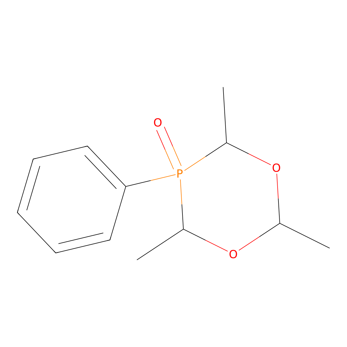 1,3,5-Dioxaphosphorinane, 5-phenyl-2,4,6-trimethyl-, 5-oxide molecular structure, CAS 75023-58-4