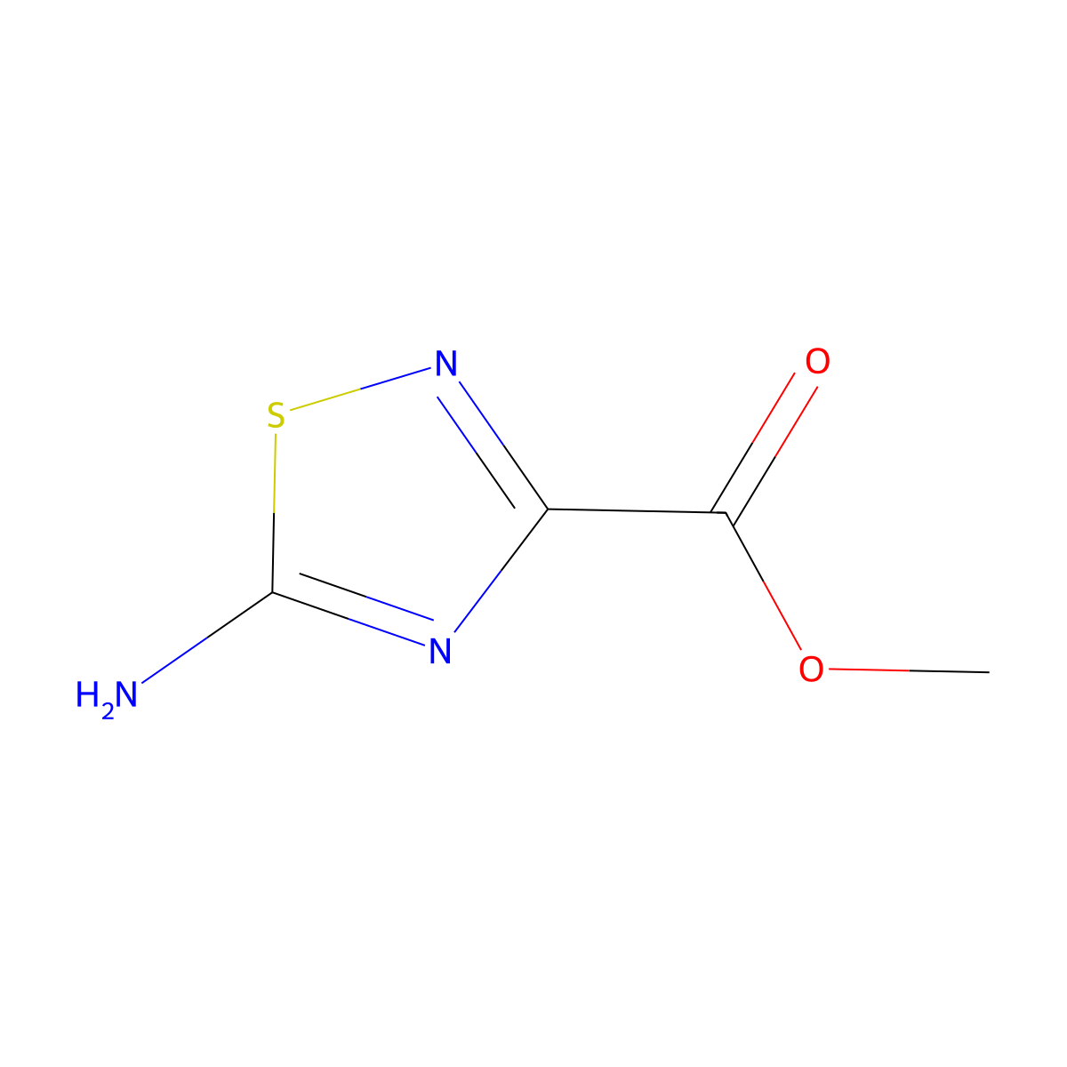 Methyl 5-amino-1,2,4-thiadiazole-3-carboxylate molecular structure, CAS 75028-16-9