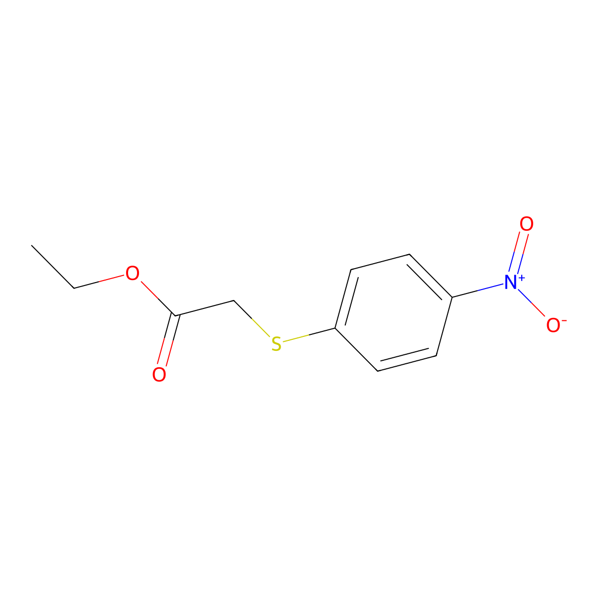 Ethyl 2-(4-nitrophenylthio)acetate molecular structure, CAS 75032-27-8