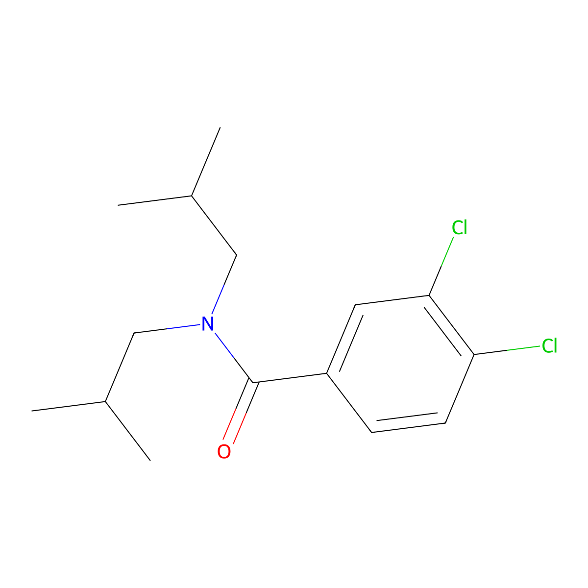 3,4-dichloro-N,N-bis(2-methylpropyl)benzamide molecular structure, CAS 7504-76-9